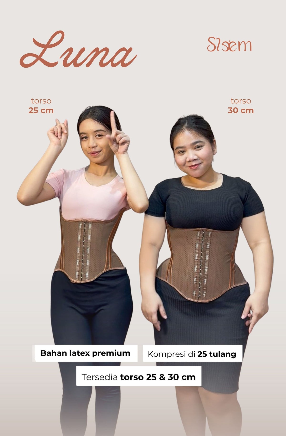 Korset Luna - Torso 25 & 30 cm - 25 Tulang