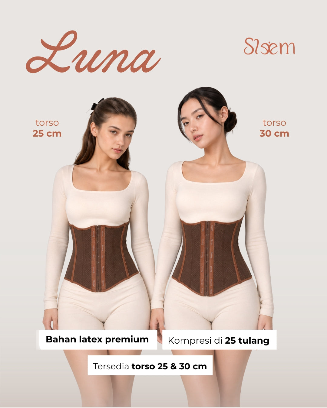 Korset Luna - Torso 25 & 30 cm - 25 Tulang