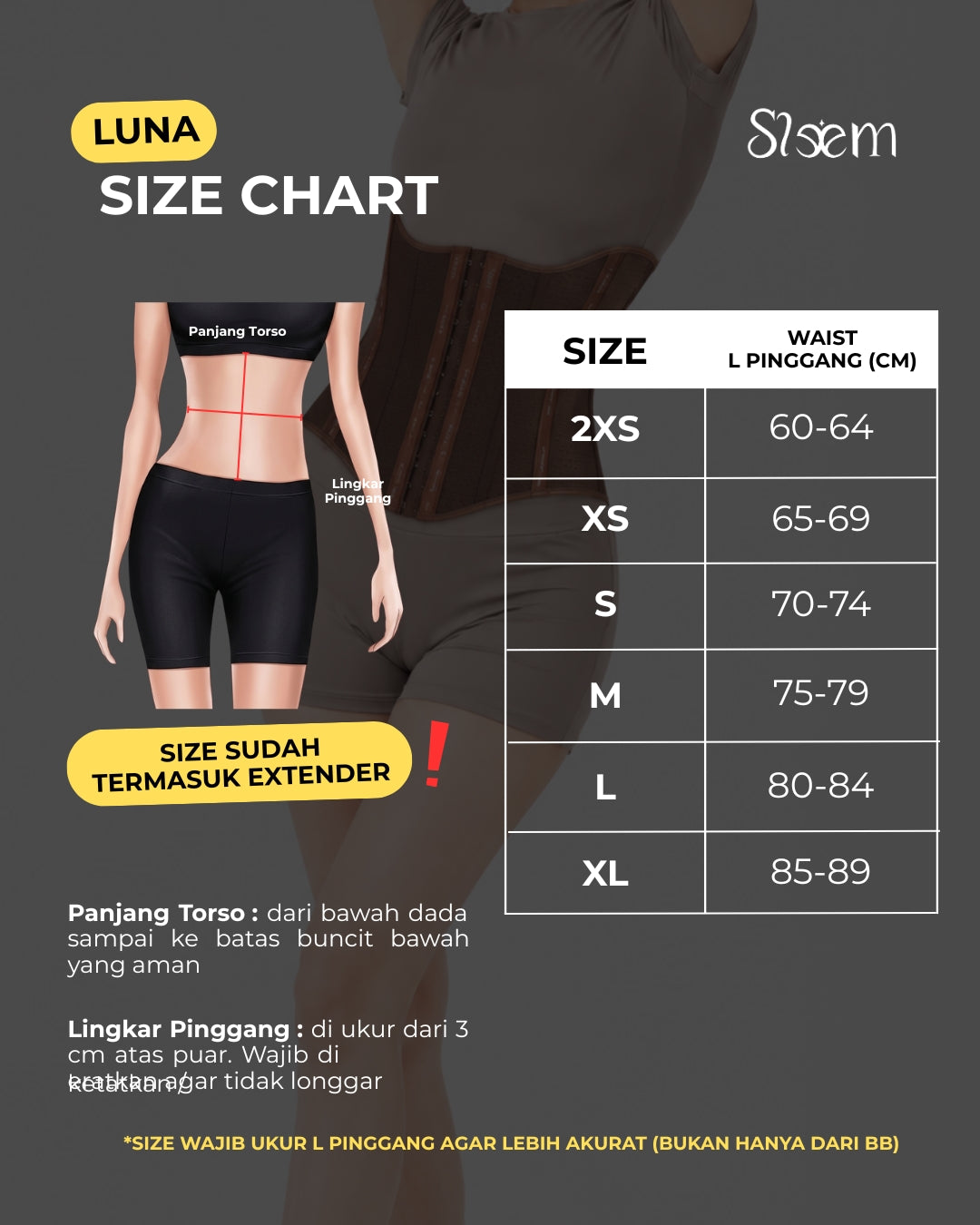 Korset Luna - Torso 25 & 30 cm - 25 Tulang